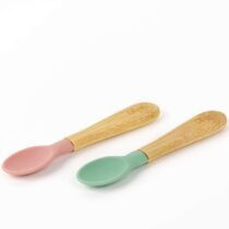 Retrouvez Citron Lot de 2 cuillères en bambou et silicone vert et rose pastel aux meilleurs prix sur Bebemaman.ma !