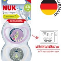 Bebemaman-Nuk Space Night 2 Sucettes Silicone 6-18mois Fille